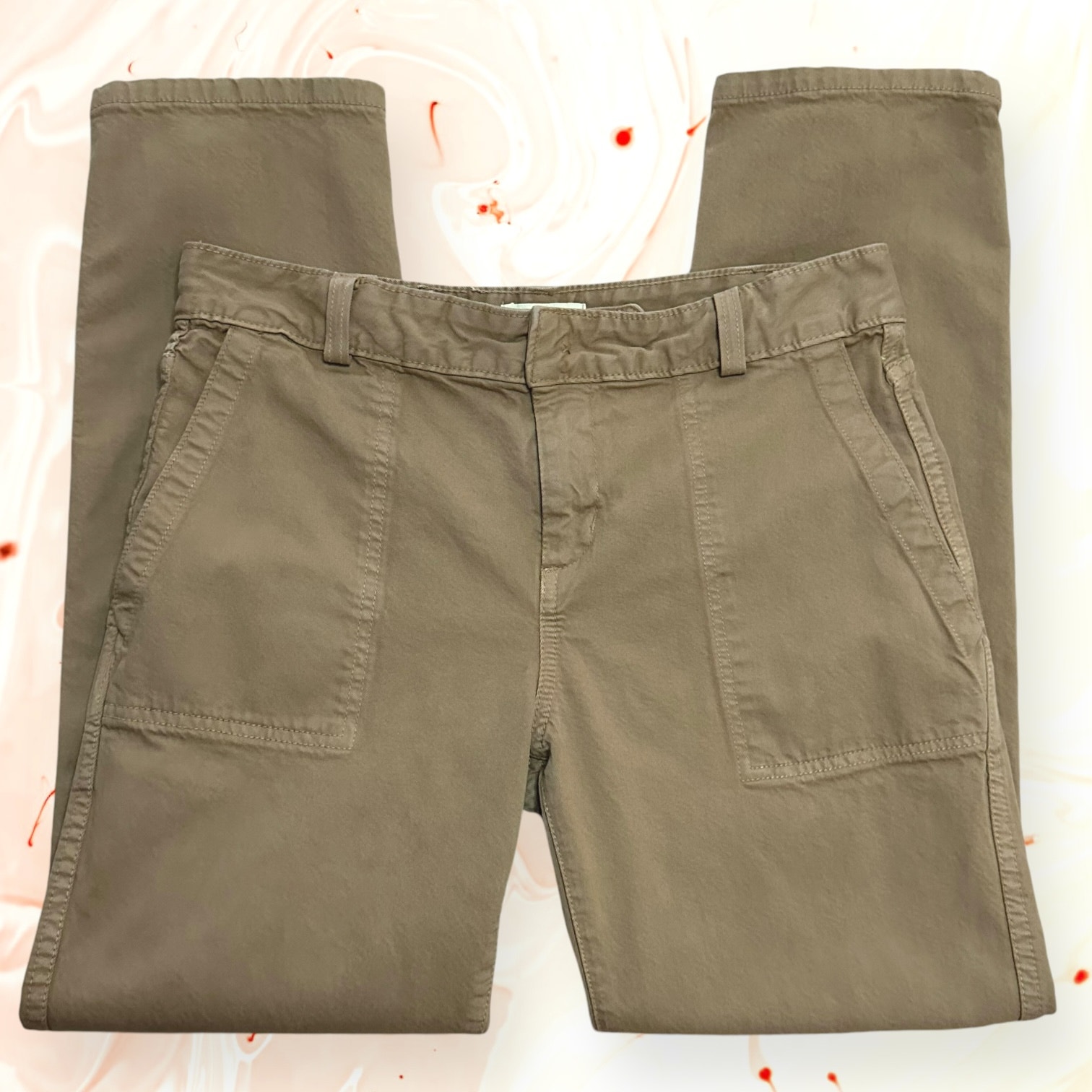 L'agence Twill Pants Slim Straight Cigarette Chino Brown Stretch Mid Rise 6